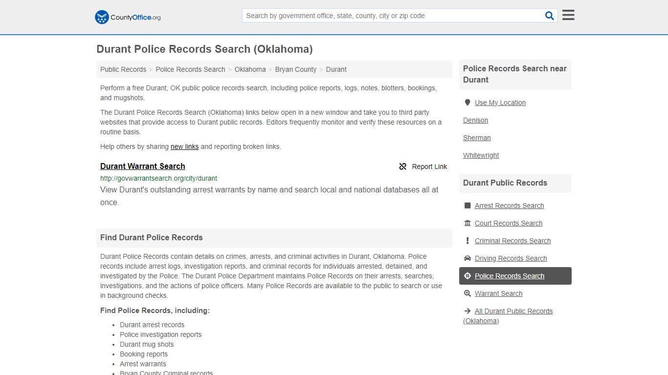 Police Records Search - Durant, OK (Accidents & Arrest Records)